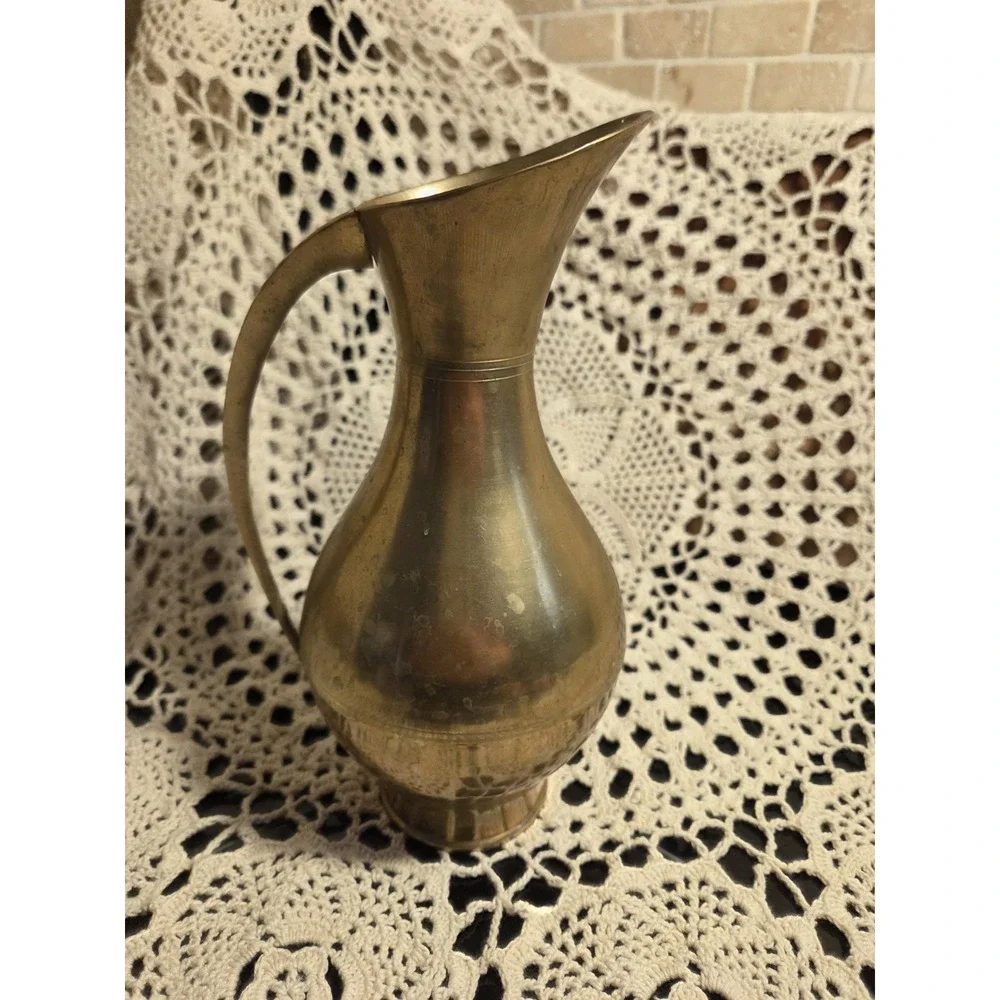 Vintage Brass Water Pitcher Or Vase